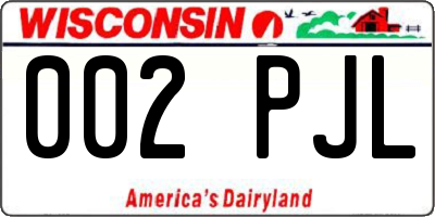 WI license plate 002PJL