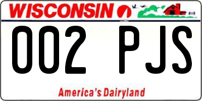 WI license plate 002PJS