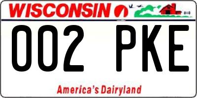 WI license plate 002PKE