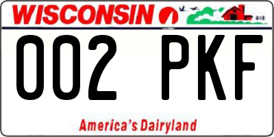WI license plate 002PKF