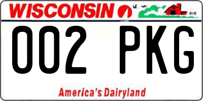 WI license plate 002PKG