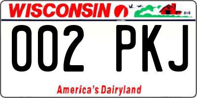 WI license plate 002PKJ