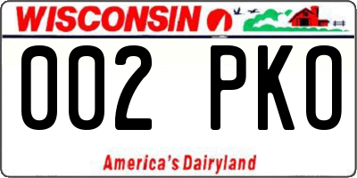 WI license plate 002PKO
