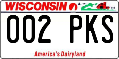 WI license plate 002PKS
