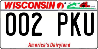 WI license plate 002PKU