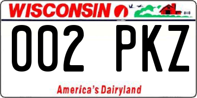 WI license plate 002PKZ