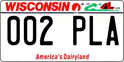 WI license plate 002PLA