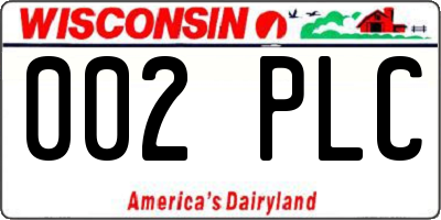 WI license plate 002PLC