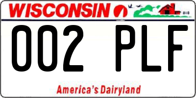 WI license plate 002PLF