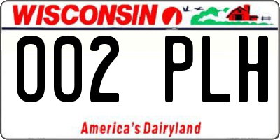 WI license plate 002PLH