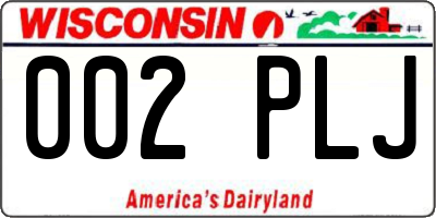 WI license plate 002PLJ