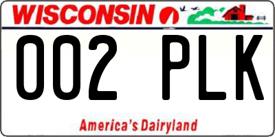 WI license plate 002PLK