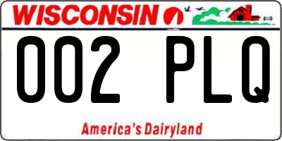 WI license plate 002PLQ