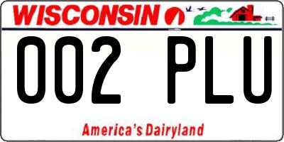 WI license plate 002PLU