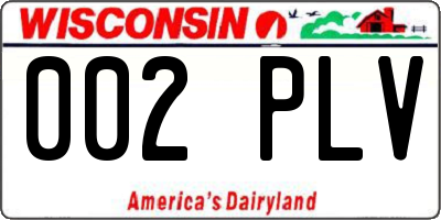 WI license plate 002PLV