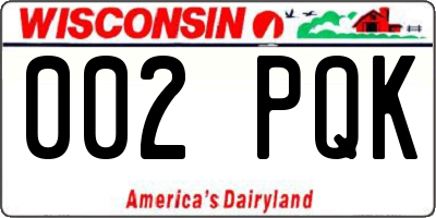 WI license plate 002PQK