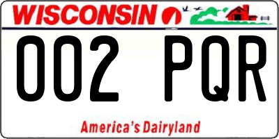 WI license plate 002PQR