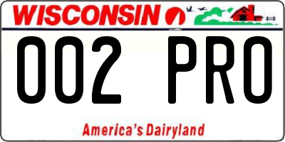 WI license plate 002PRO