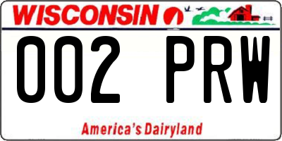 WI license plate 002PRW