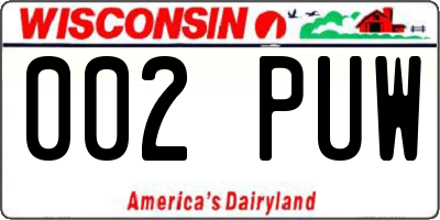 WI license plate 002PUW