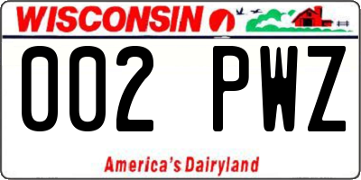 WI license plate 002PWZ