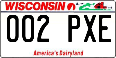 WI license plate 002PXE