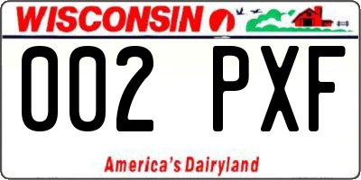 WI license plate 002PXF