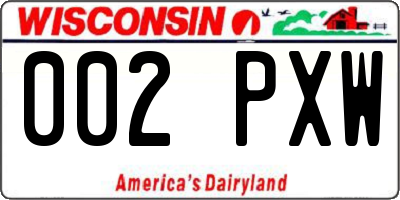 WI license plate 002PXW