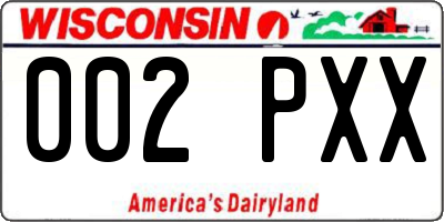 WI license plate 002PXX