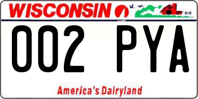 WI license plate 002PYA