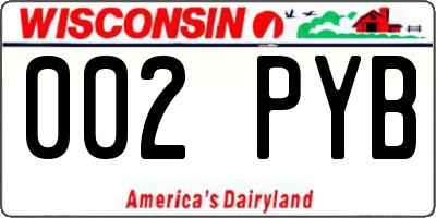 WI license plate 002PYB