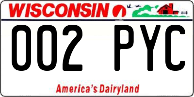 WI license plate 002PYC