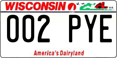 WI license plate 002PYE