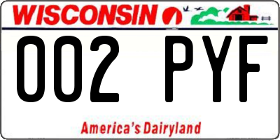 WI license plate 002PYF