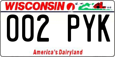WI license plate 002PYK