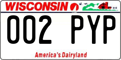 WI license plate 002PYP