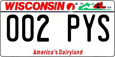 WI license plate 002PYS