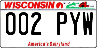 WI license plate 002PYW