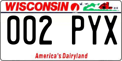 WI license plate 002PYX