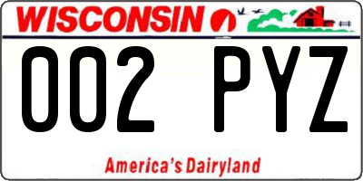 WI license plate 002PYZ