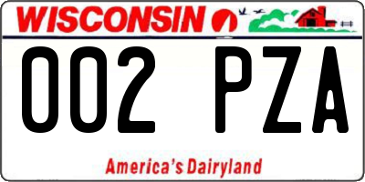 WI license plate 002PZA