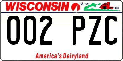 WI license plate 002PZC