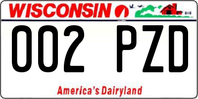 WI license plate 002PZD