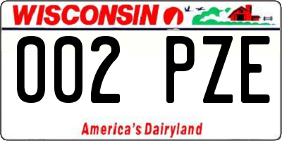 WI license plate 002PZE