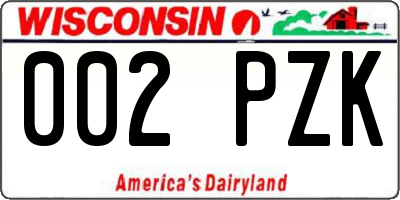 WI license plate 002PZK