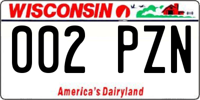WI license plate 002PZN