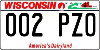 WI license plate 002PZO