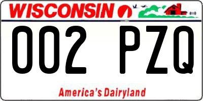 WI license plate 002PZQ