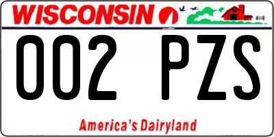 WI license plate 002PZS