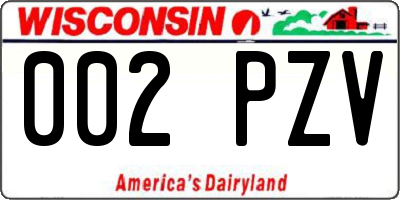 WI license plate 002PZV